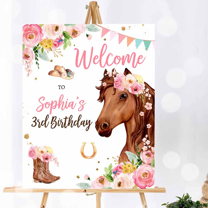 Horse Kids Birthday Party, Pony Kids Birthday, Cowgirl Party, Floral Girl Horse Party