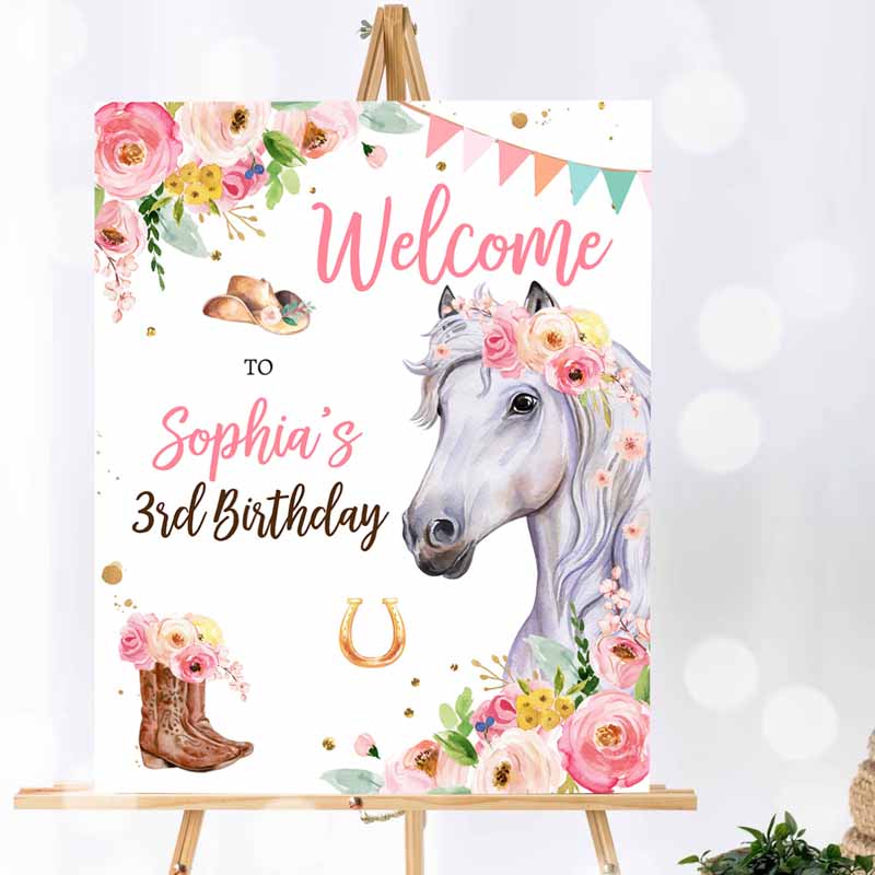 Horse Kids Birthday, Pony Kids Birthday, Cowgirl Party, Floral Girl Horse Party