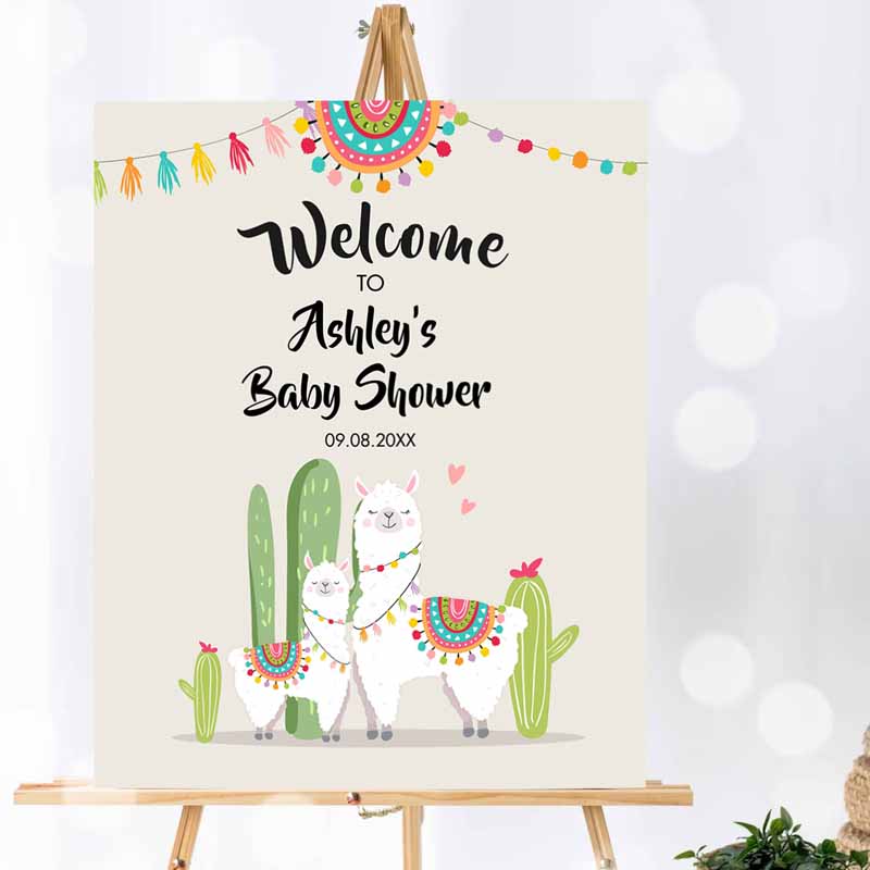 Llama Welcome Party, Llama Baby Shower Welcome Baby Sprinkle Cactuseme Fiesta Mexican Succulent Neutral