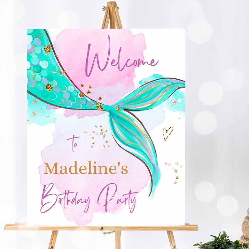 Mermaid Welcome Sign, Mermaid Kids Birthday, Girl Mermaid Tail Kids Birthday, Decor Welcome Under The Sea