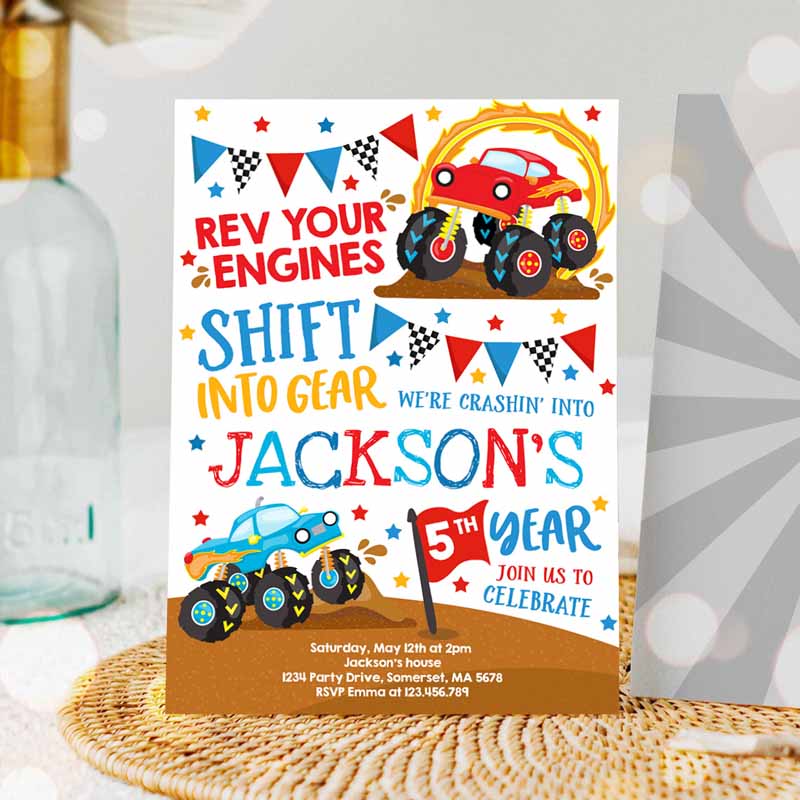 Monster Truck Invitation, Monster Truck Kids Birthday Invitation, Truck Invitation, Monster Truck Kids Birthday Party