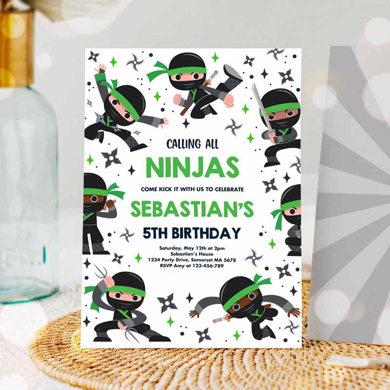 Ninja Kids Birthday Invitation, Karate Kids Birthday Invitation, Warrior Kids Birthday Party, Martial Arts Ninja Party