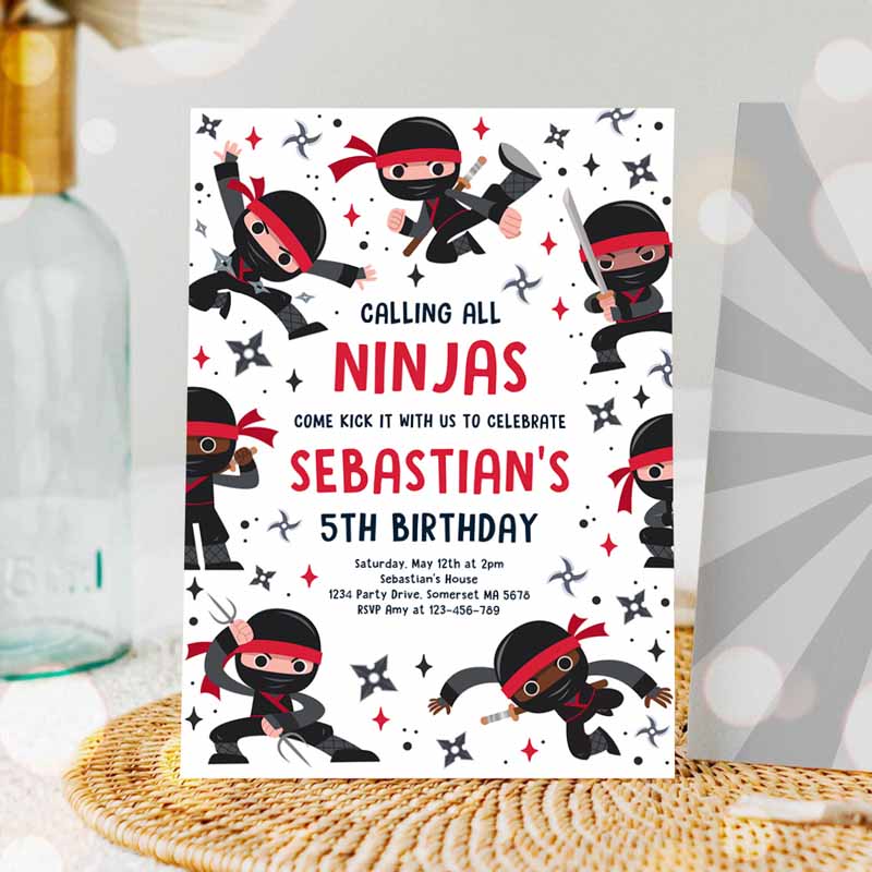 Ninja Kids Birthday, Karate Kids Birthday Invitation, Warrior Kids Birthday Party, Martial Arts Ninja Party