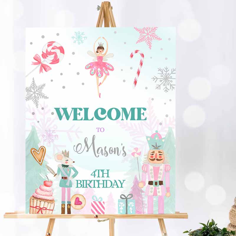 Nutcracker Kids Birthday, Winter Kids Birthday, Girl Land of Sweets Party, Christmas Holiday Sign