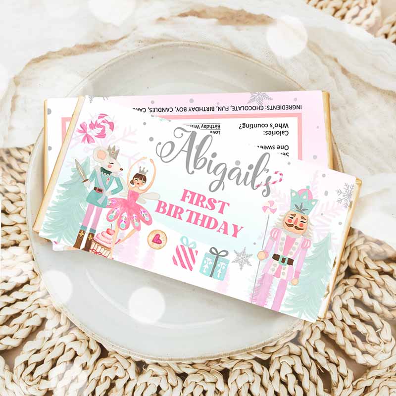 Nutcracker Chocolate Bar Labels, Candy Bar Wrapper Nutcracker Kids Birthday, Winter Land of Sweets