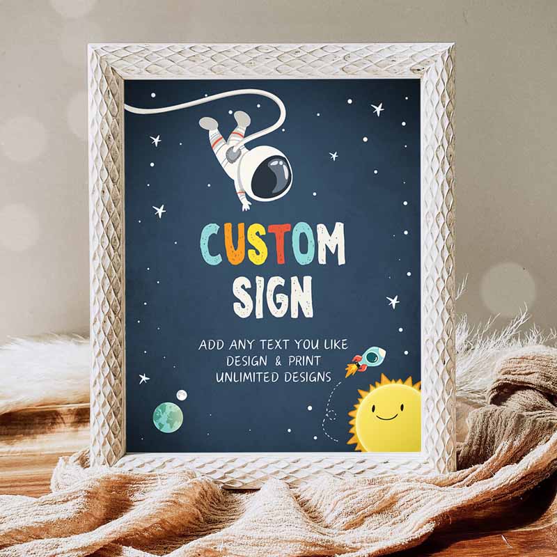 Outer Space Astronaut Kids Birthday Party, Space Sign, Space Rocket Table Sign