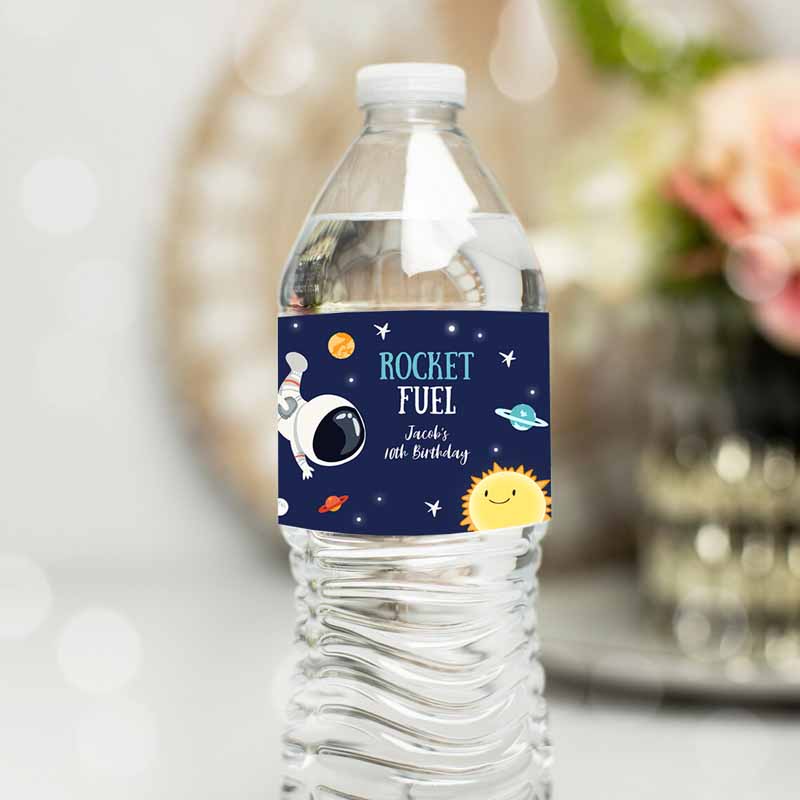 Outer Space Water Bottle Labels Rocket Fuel Labels Boy Space Kids Birthday, Astronaut Galaxy Space Decor