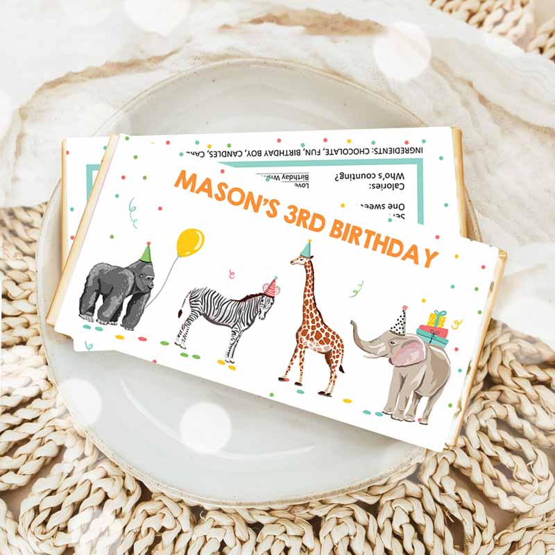 Animals Candy Bar Wrapper Safari Animals Kids Birthday, Chocolate Bar Wrapper Safari Favors Jungle