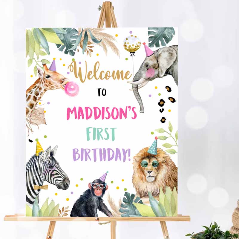 Animals Welcome Sign, Animal Sign, Zoo Safari Welcome Jungle Sign, Animals Girl