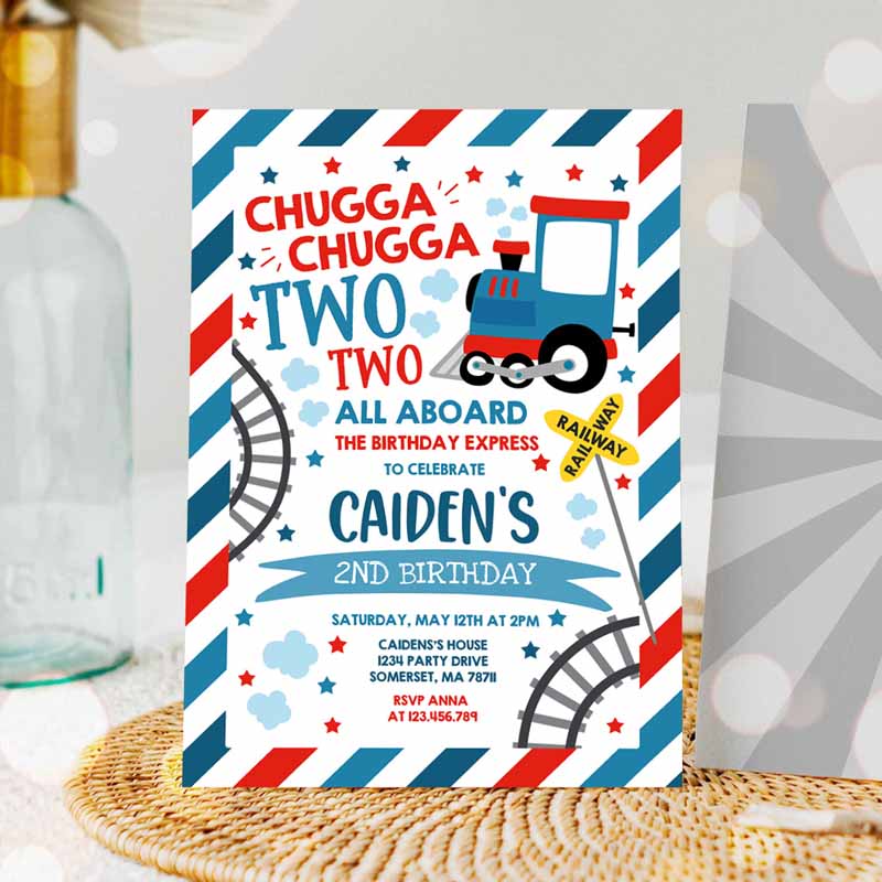 Party, Chugga Chugga Two Two Train Kids Birthday Invitation, Chugga Chugga Choo Choo Party, Two Two Train Party