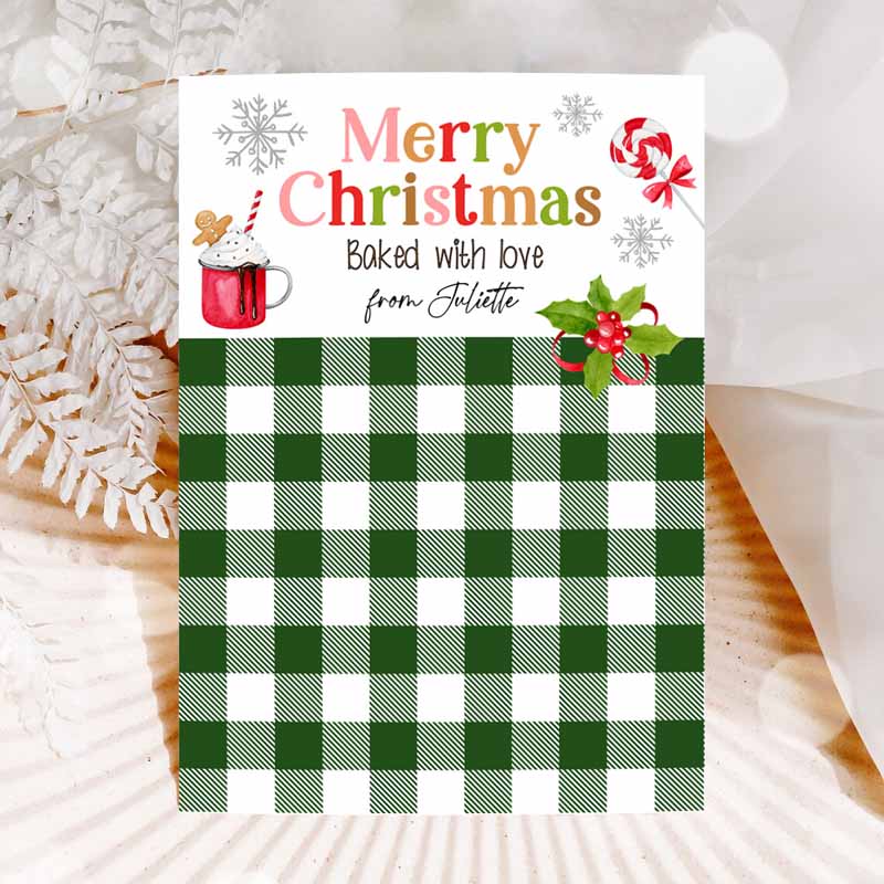 Personalized Cookie Card Merry Christmas Cookie Card Gift Tag Mini Cookie Packaging