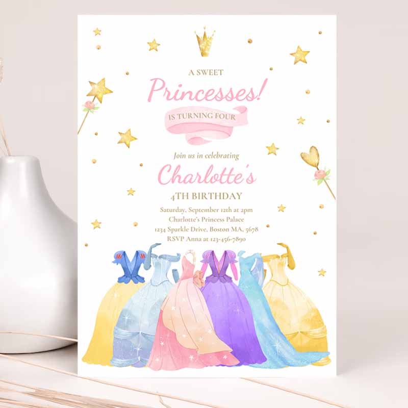 Princess Kids Birthday, Invite Princess Dress Up Invitation Whimsical Royal Princess Party