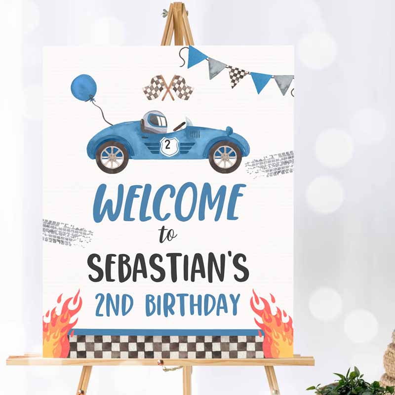 Race Car Welcome Sign, Two Fast Kids Birthday Party, Race Car Kids Birthday,Growing Up Two Fast Party, Template