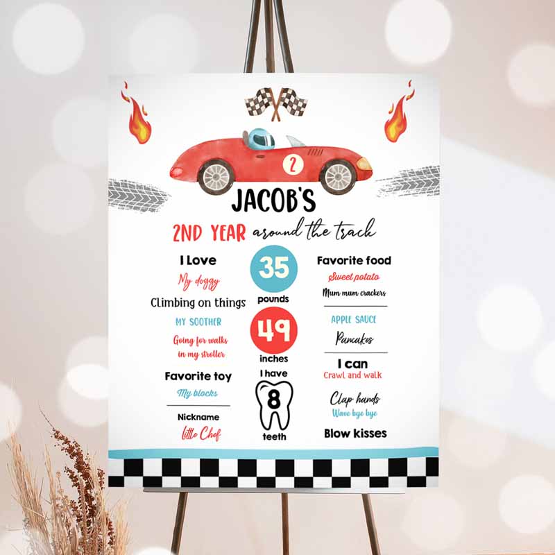 Racing Racing Kids Birthday, Two Fast Boy Kids Birthday, Fast Curious Race Car ANY AGE