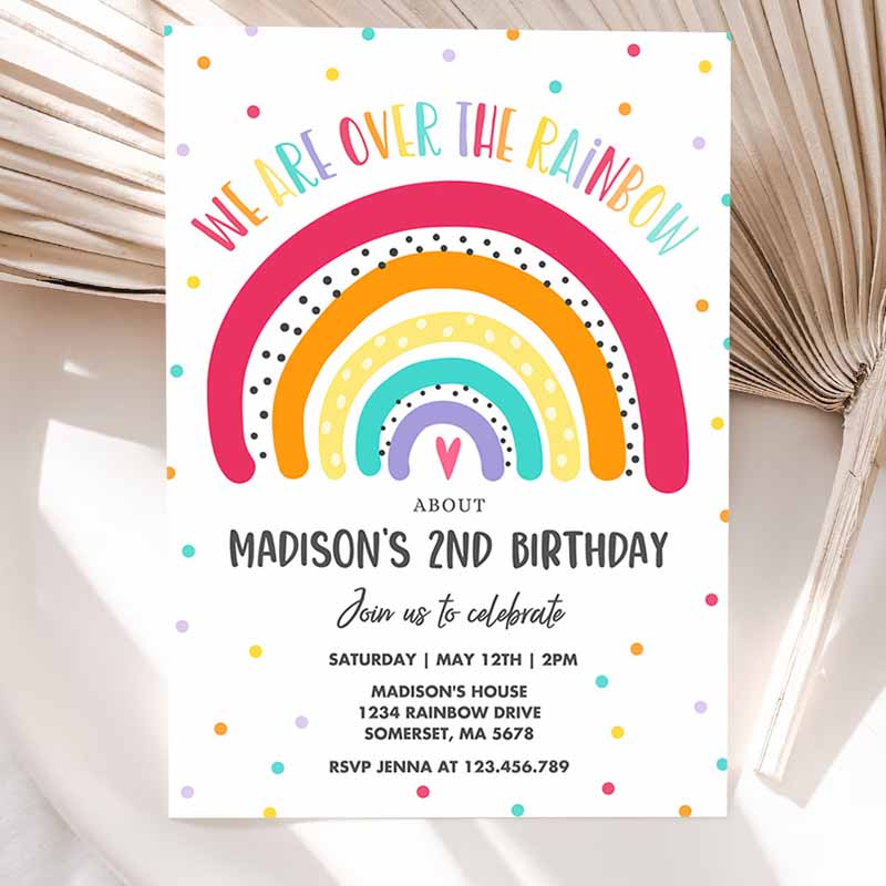 Rainbow Kids Birthday Invitation, Bright Rainbow Party Invitation, Colorful Rainbow Kids Birthday, Modern Rainbow Party