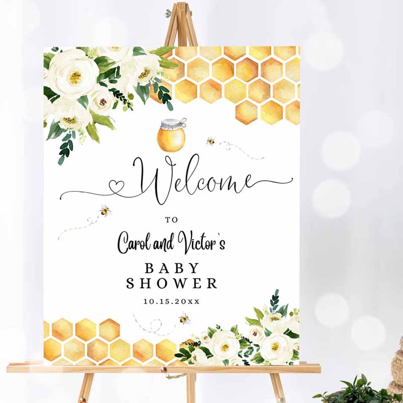 Rustic Honey Bumble Bee Baby Shower Baby Sprinkle Welcome Sign, Yard Sign