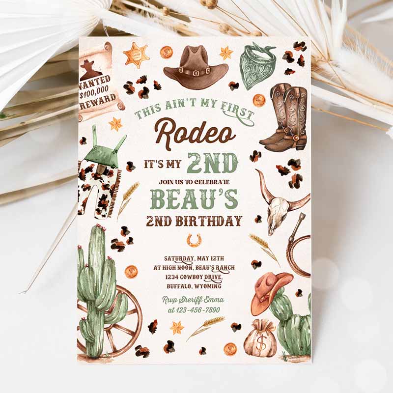 Second Rodeo Cowboy Kids Birthday, Wild West Cowboy Rodeo Southwestern Ranch Kids Birthday Party