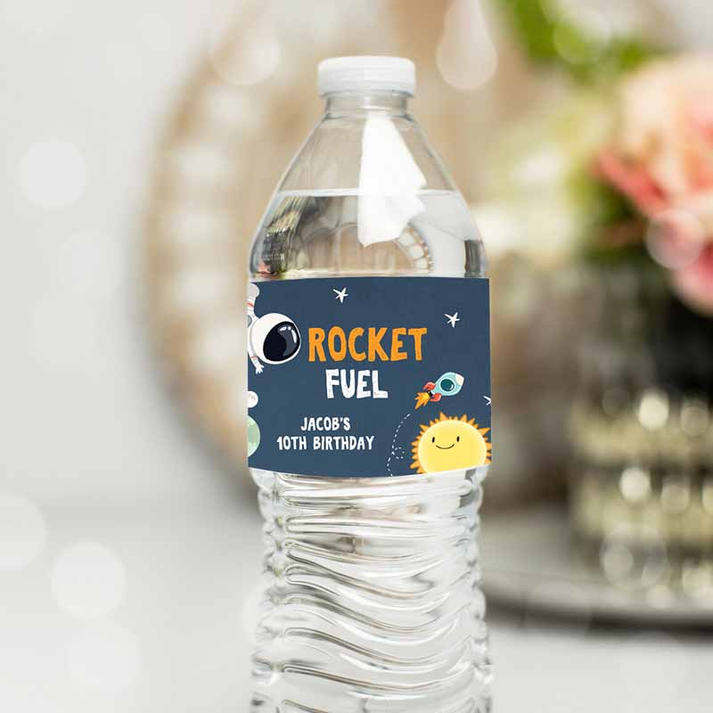 Space Astronaut Water Bottle Label Rocket Fuel Labels Boy Outer Space Kids Birthday, Astronaut Galaxy Space