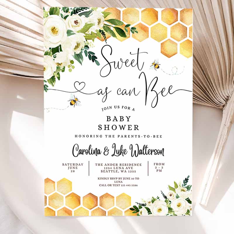 Sweet As Can Bee Baby Shower Invitation, Gender Neutral Mommy to Bee Shower