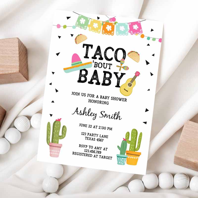 Taco Bout a Baby Shower Invitation, Cactus Mexican Fiesta Baby Shower Taco Sombrero