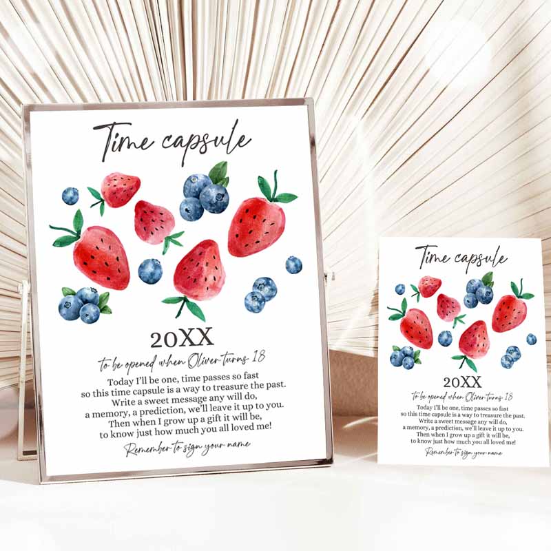 Time Capsule Berry First Kids Birthday, Strawberry Blueberry Partys Berry Sweet Party, Girl Boy