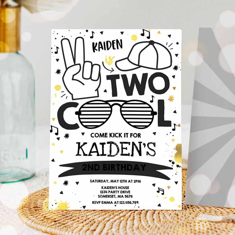 Two Cool Kids Birthday Invitation, Two Cool Party, Boy's Kids Birthday Party, I'm Two Cool Sunglasses Kids Birthday Party