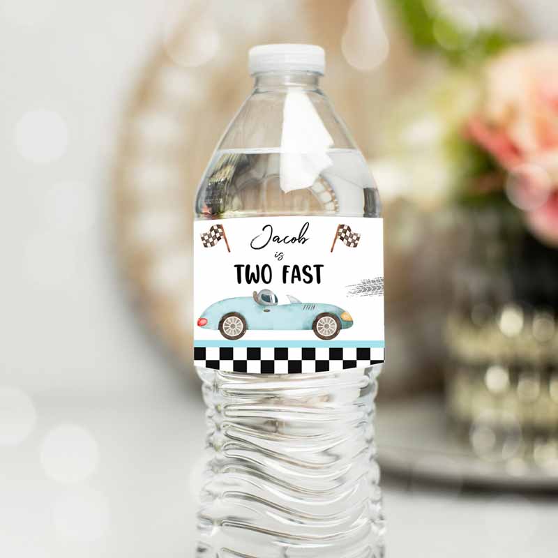 Two Fast Water Bottle Labels Race Car Kids Birthday Party, Decor Racing Kids Birthday, Boy Curious