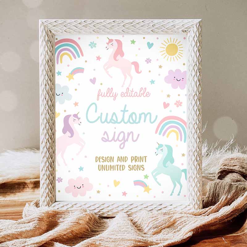 Unicorn Kids Birthday Pastel Rainbow Unicorn Kids Birthday Party, Whimsical Fairytale Unicorn Party