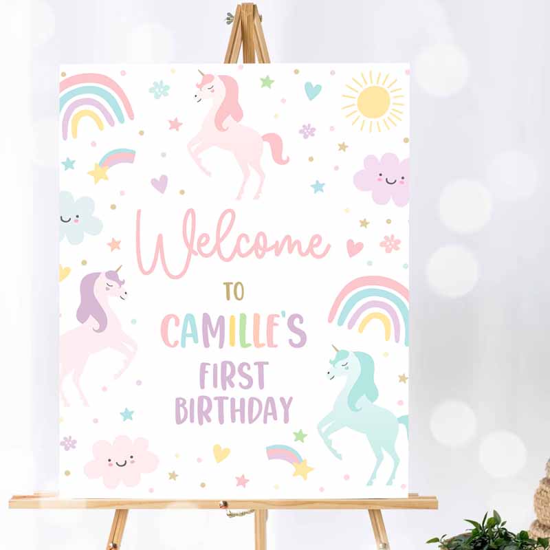 Unicorn Kids Birthday Party Pastel Rainbow Unicorn Kids Birthday Party, Whimsical Fairytale Unicorn Party