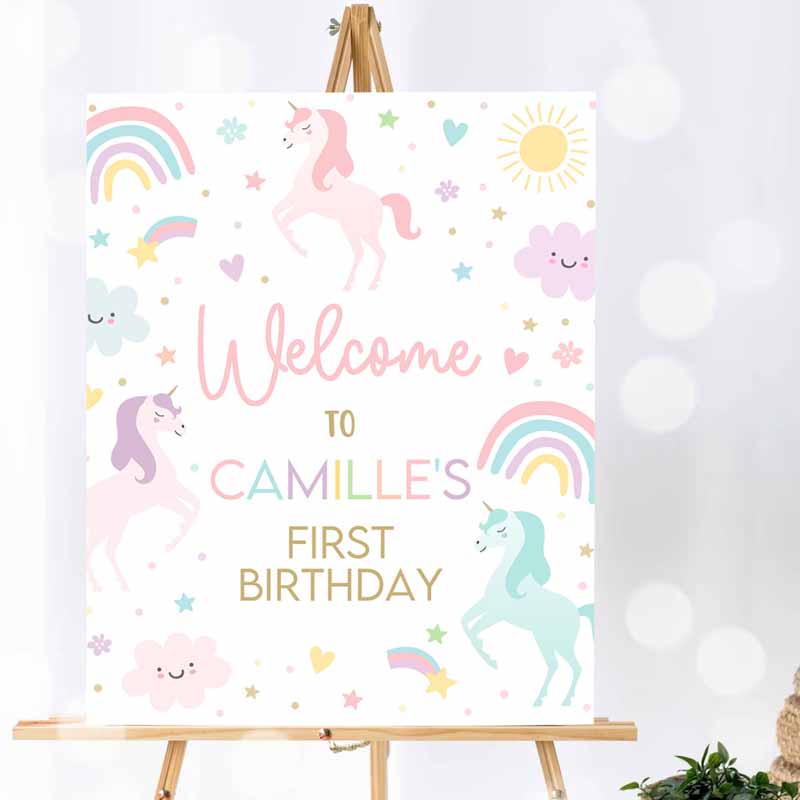 Unicorn Kids Birthday Pastel Rainbow Unicorn Kids Birthday Party, Whimsical Fairytale Unicorn Party