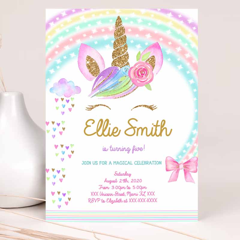 Unicorn Invitation, Unicorn Party, Unicorn Kids Birthday Unicorn