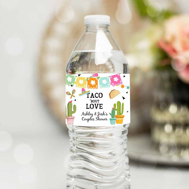 Water Bottle Labels Fiesta Couples Shower Taco Bout Love Cactus Mexican Bottle Labels Succulent