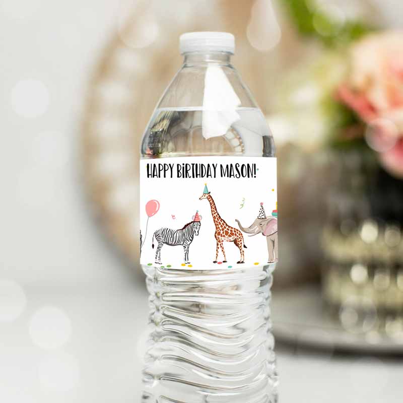 Water Bottle Labels Animals Kids Birthday, Wild One Kids Birthday, Decor Safari Zoo Bottle Labels