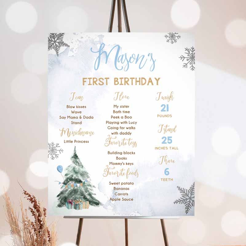 Winter Tree Kids Birthday, Winter Onederland Watercolor First Kids Birthday, Girl Pink Snowflakes