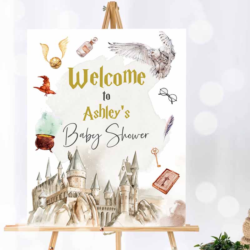 Wizard Baby Shower Welcome Sign, Magic School Shower Welcome Poster Magical Bundle Wizardry Neutral