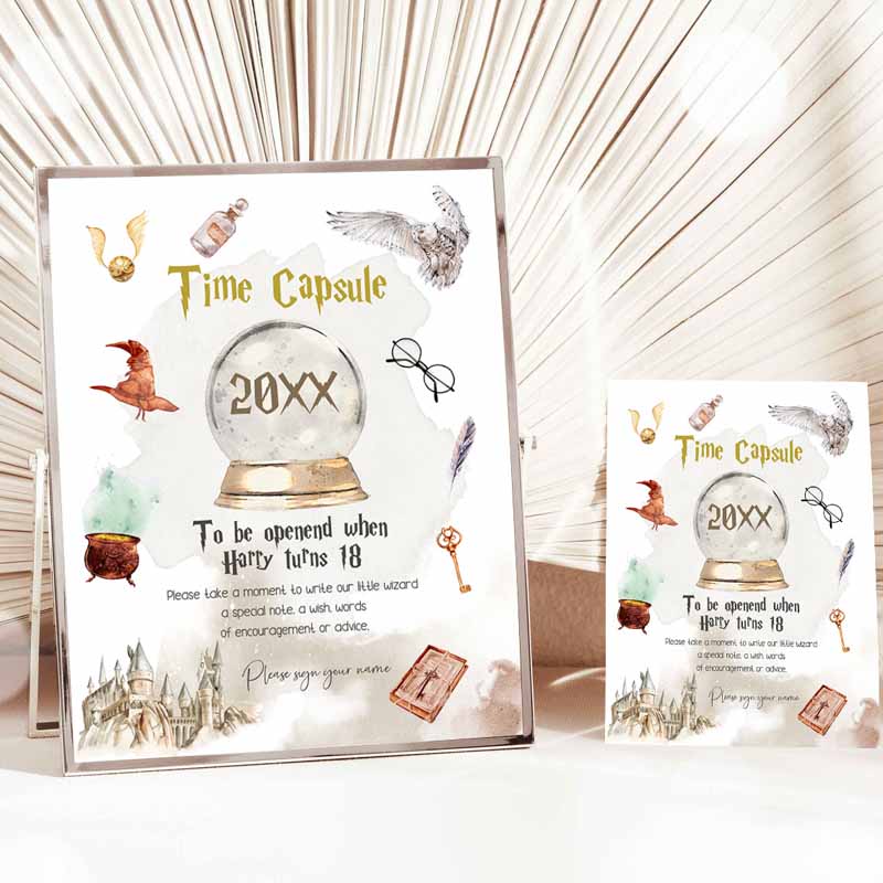 Wizard Time Capsule First Kids Birthday Party, Wizard Kids Birthday Party, Guestbook Wizard Baby Shower