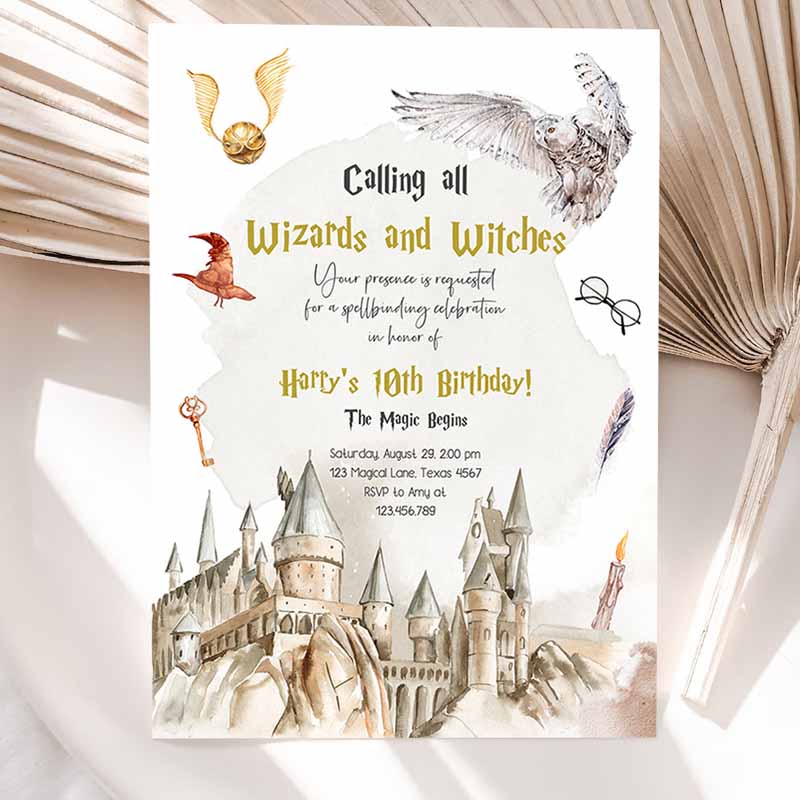 Wizards Witches Kids Birthday Invitation Kids Birthday, Invite Castle Wizardry Party