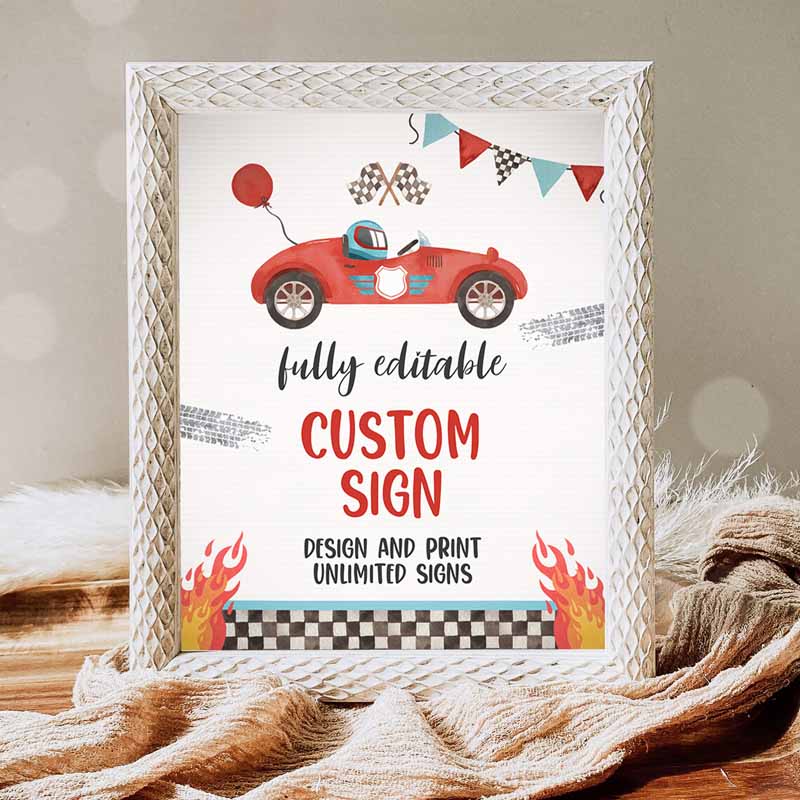 Fully Race Car Growing Up Two Fast Race Car Kids Birthday Party, Red Race Car Kids Birthday Party