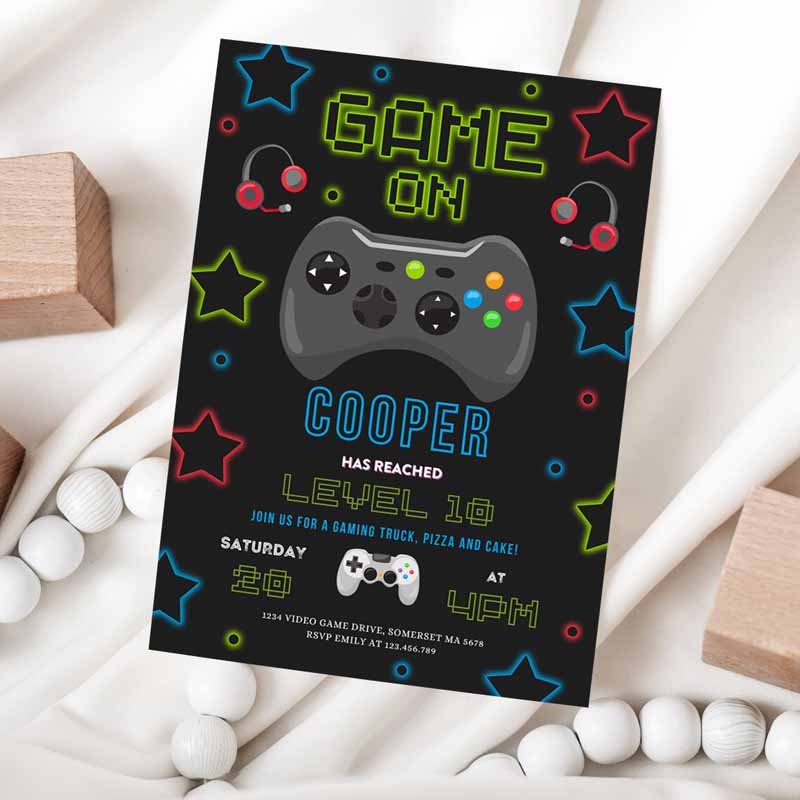 Gaming Invitation, Video Game Invitation, Video Game Kids Birthday Invitation, Gaming Kids Birthday Party, Video Gaming