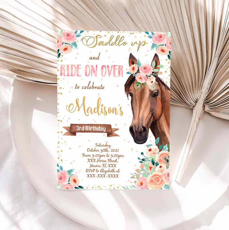 Horse Kids Birthday Invitation, Horse Invitation, Horse Party