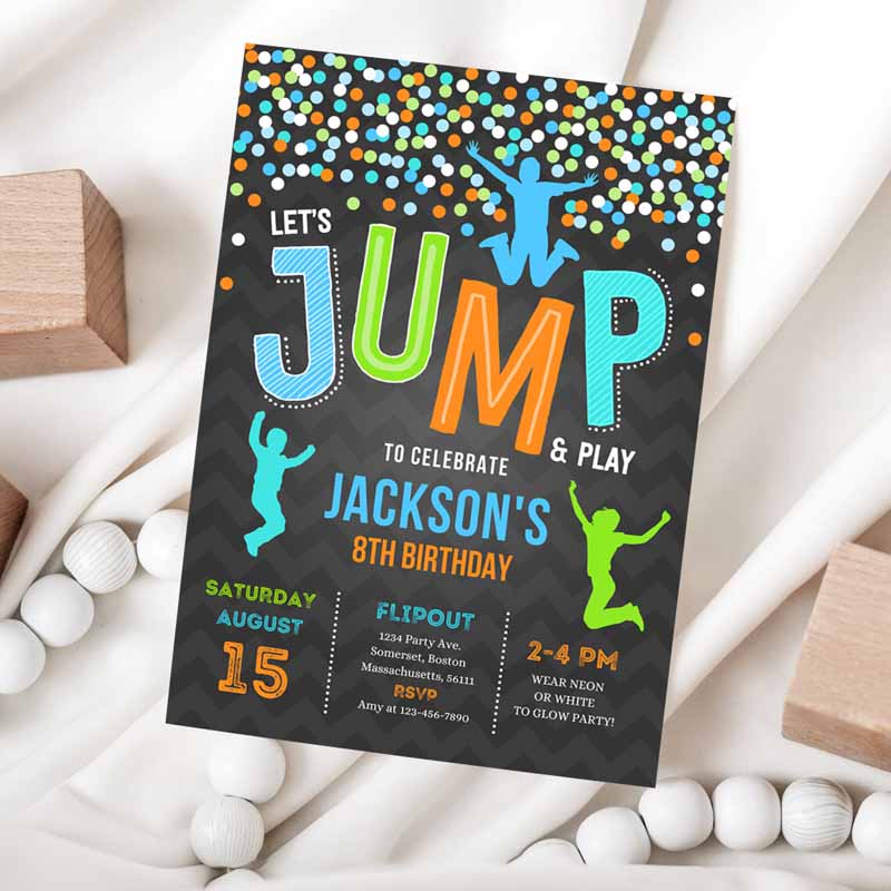 Jump Invitation, Jump Invitation, Trampoline Party, Bounce House Party, Jump Party, Let's Jump Party