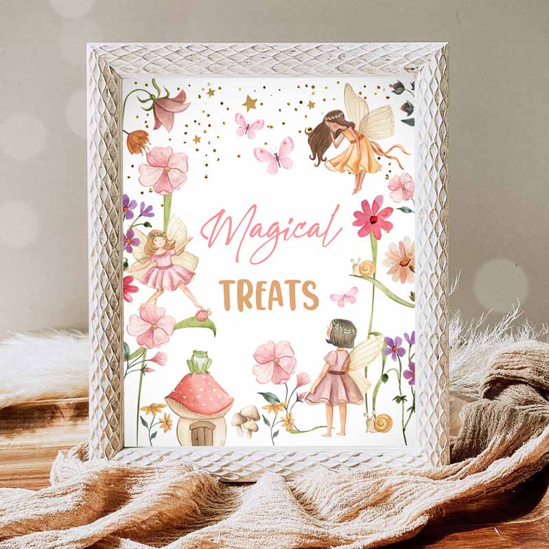 Magical Treats Sign, Fairy Kids Birthday, Favors Table Decor Magical Fairy Garden Tea Party