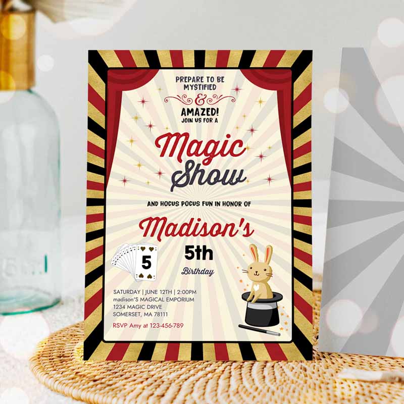 Magician Invitation, Magician Kids Birthday Invitation, Magic Show Party, Magic Show Kids Birthday, Magician Party