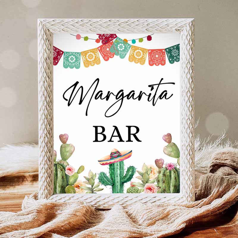 Margarita Bar Sign, Fiesta Margarita Sign, Fiesta Bridal Shower Cactus Baby shower Succulent Bar Sign