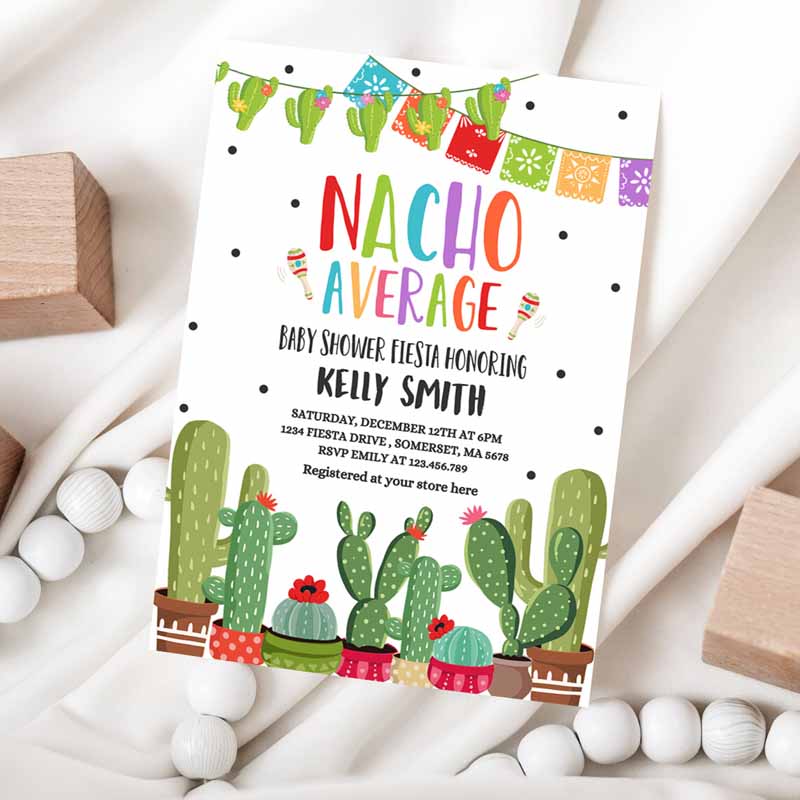 Nacho Average Baby Shower Invitation, Nacho Average Baby Shower Fiesta Nacho Baby Shower Cactus Baby Shower