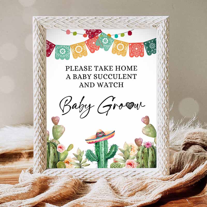 Succulent Favors Sign, Watch Me Grow Sign, Cactus Baby Shower Decor Fiesta Shower Shower Favor Cactus