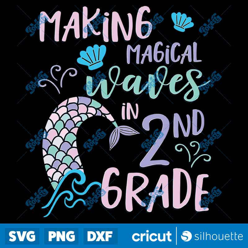 2nd Grade Girls Cute Mermaid
  Back To School Second SVG