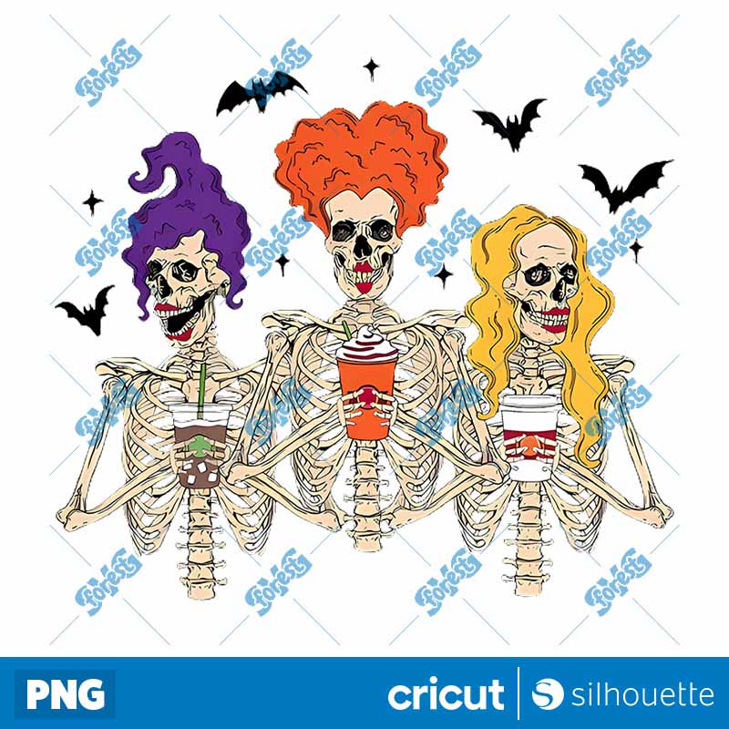 3 Witch Skeletons PNG