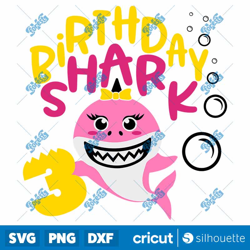 3rd Birthday Girl Shark SVG