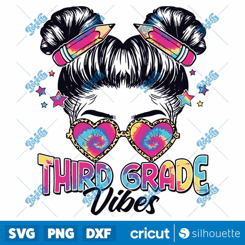 3rd Grade Vibes Messy Hair Bun
Girl Back To School First Day SVG